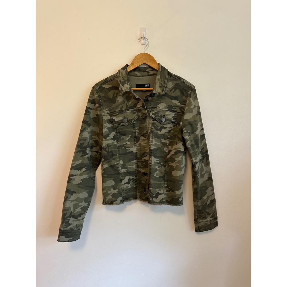 KUT from the Kloth Green Camouflage Denim Jacket | Size Large